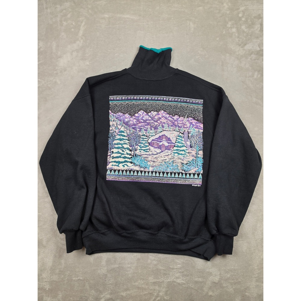 Vintage Gopher Sport Turtle Neck Sweatshirt Adult XL Black Winter Nature *Read